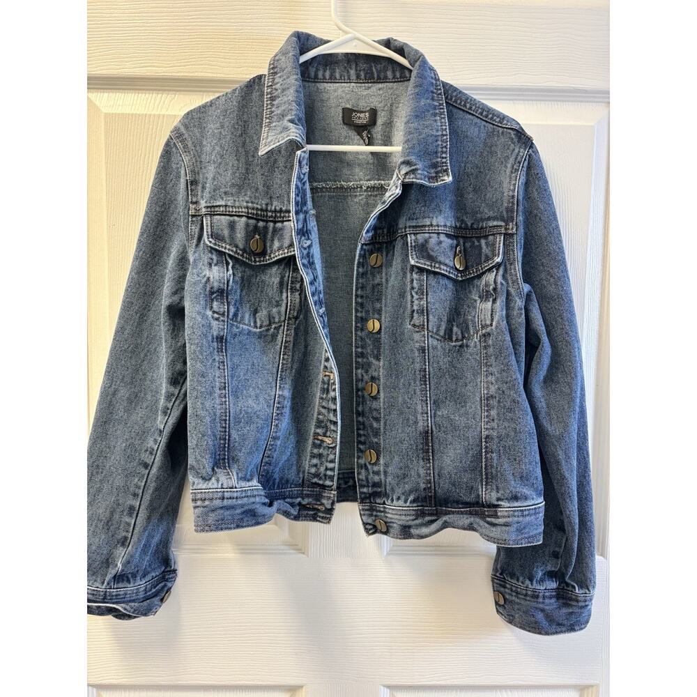 Jones New York Signature Denim Jean Jacket 100% Cotton Light Wash Women’s Size L